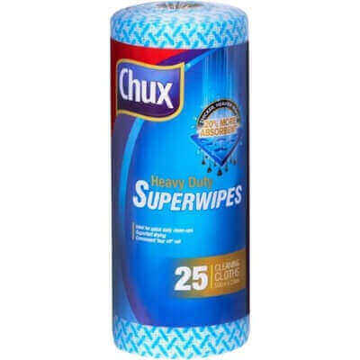 Chux Heavy Duty Superwipes Perforated 500 x 220 mm Blue, Roll of 25