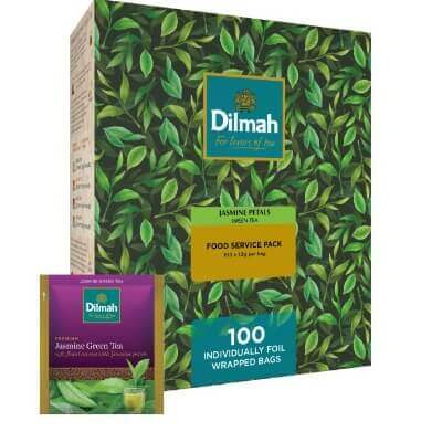 Dilmah Green Tea With Natural Jasmine Petals, Box of 100 Enveloped Tea Bags