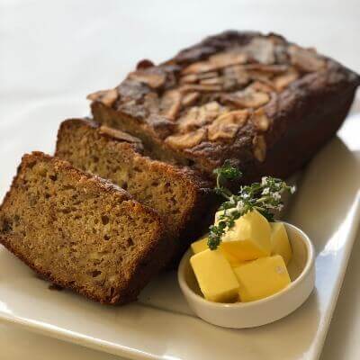 Homemade fruit loaf or banana bread