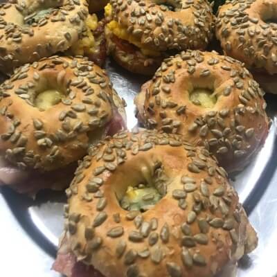 Bagels with breakfast fillings